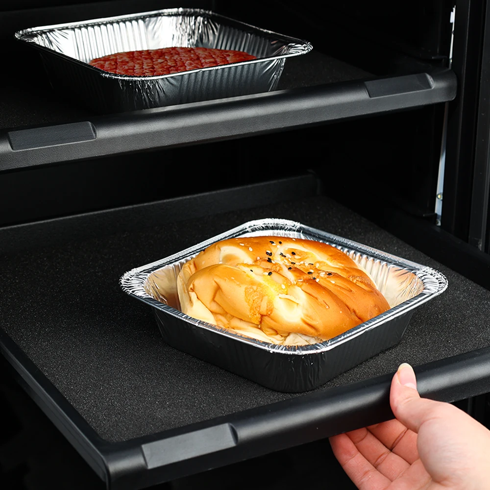 Custom Order Accepted 10pcs Aluminum Foil Tray Square Shaped Lunch Box Kitchen Supplies