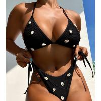 Bikini en nylon de licou sexy de bikini de costumes de natation pour des femmes pour la mode noire de couleur de filles le nouveau style imperméable