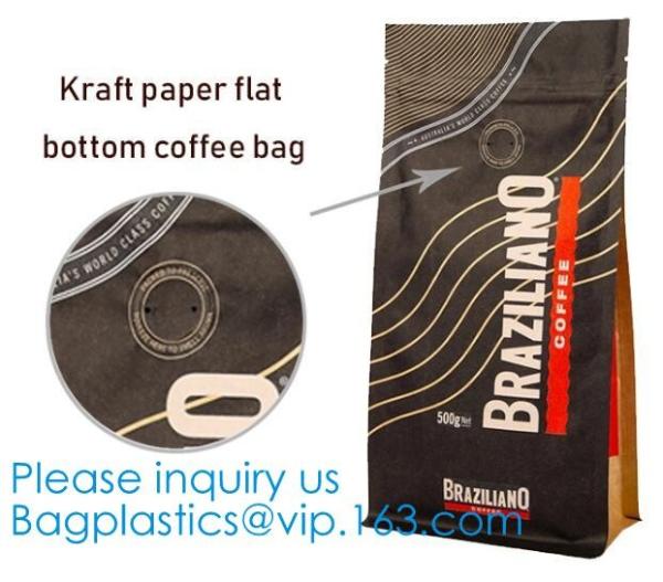 BRC Standard Qual Seal Kraft Paper Bags With Tin Tie Coffee Bags Plastic Valve,Customzed Side-Gusset Valve Tintie Plasti