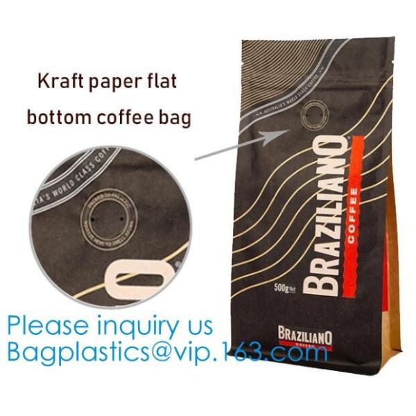 BRC Standard Qual Seal Kraft Paper Bags With Tin Tie Coffee Bags Plastic Valve,Customzed Side-Gusset Valve Tintie Plasti