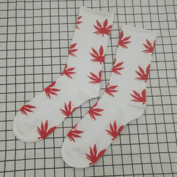 Fashion 420 Lifestyles Mens Sports Socks Street Hip Hop Skateboard Ins Hemp Leaf Design