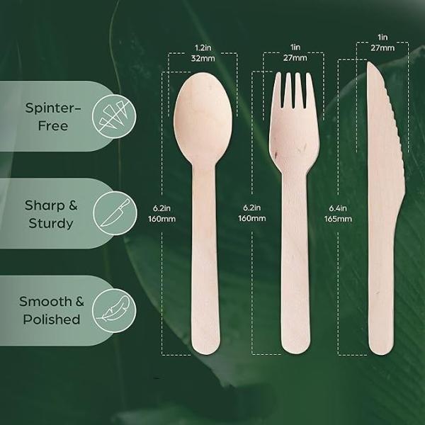 Eco Life Wooden Cutlery Biodegradable Wooden Cutlery Set Kitchen Wooden Travel Cutlery Set