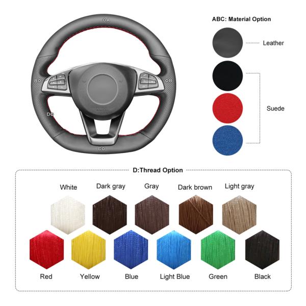Hand Sewing Steering Wheel Cover for Mercedes C E S SL GLC GLE CLA CLS Class AMG C43