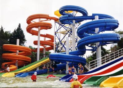 Fiberglass Tube Spiral Water Slide Red / Blue Swimming Pool Equipment