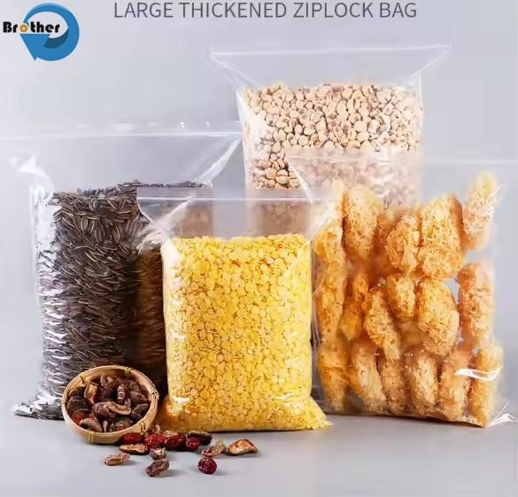 OEM Logo Transparent Big Size Plastic Snack Food Packaging PE Zipper Bag