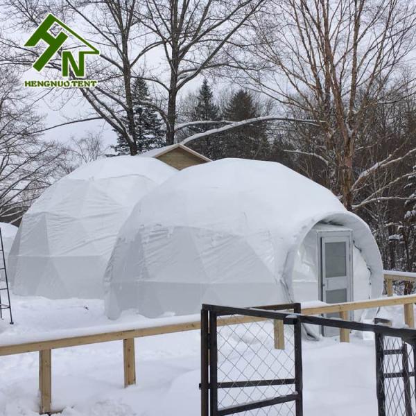 Winter White Outdoor Glamping Hotel Geodesic Dome Tent For Sale