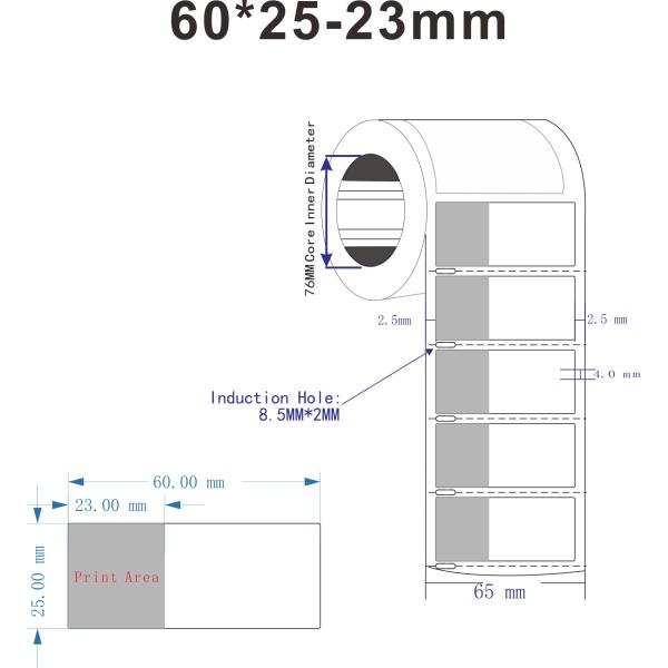 60x25-23mm,2mil White Matte Translucent Water Resistant Vinyl Cable Label