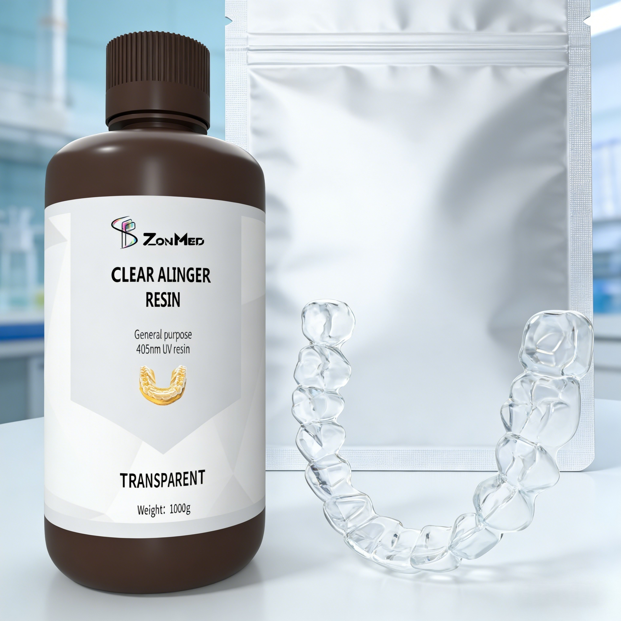 Cool storage condition aligner clear resin offering above average elongation at break designed for professional dental aligner