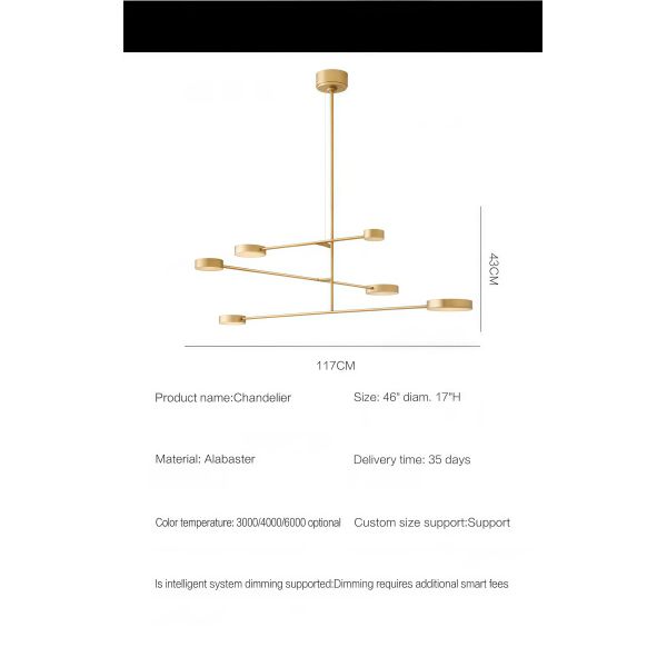 JYLIGHTING Modern Modern Branch Pendant Chandelier, Matte Gold Iron Frame & Alabaster Light Covers for Kitchen Island & Hotel Lobby