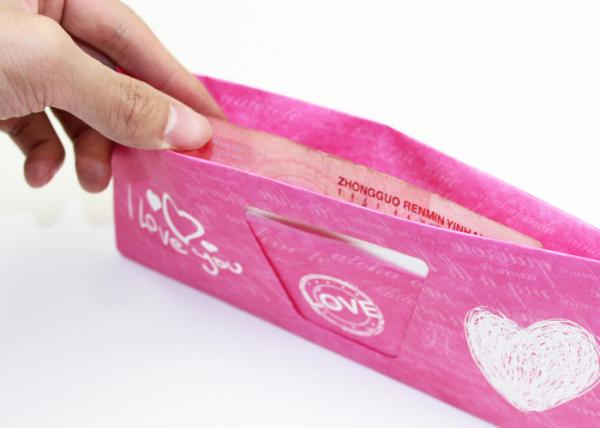 Sweet Heart Washable Tyvek Paper Wallet Custom Logo Pink Tyvek Mighty Wallet
