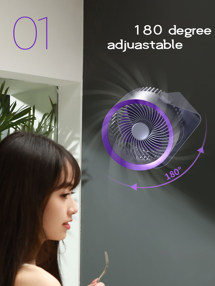 Strong Wind Desktop Fan 3 Speeds USB/Rechargeable Battery Operated Portable Quiet Mini Fan for Household Outdoor Use Color Box