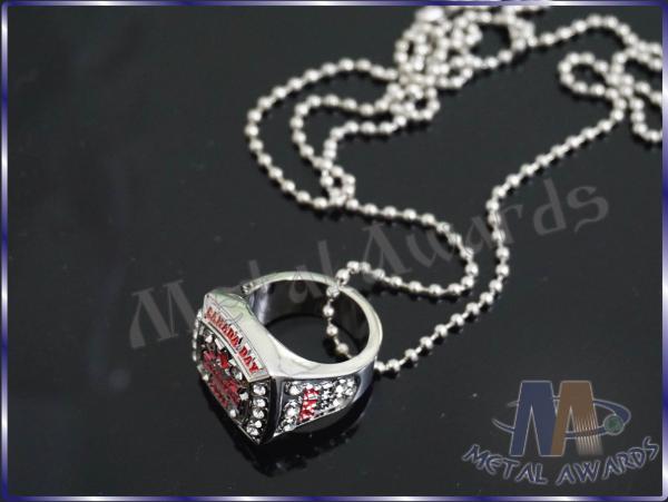 Soft Enamel Zinc Alloy Ring Custom Championship Rings With Chain Nickel Plating
