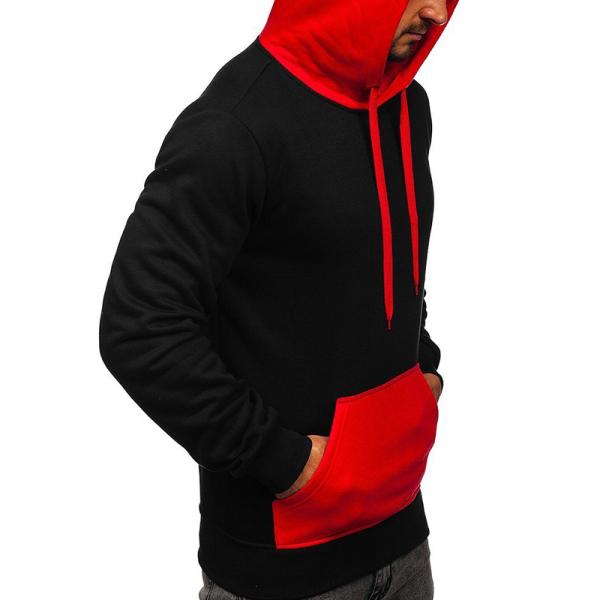 Custom Logo Black Red Cotton Polyester Workout Jogging Gym Hoodie Sweatshirts for Men