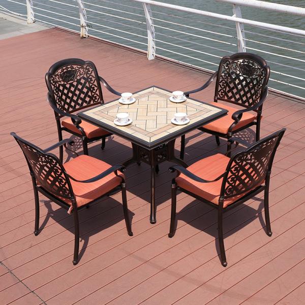 Outdoor Furniture Garden Dining Set Round Cast Aluminum Set with Customizable Options