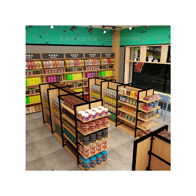 Single-Sided Wood Gondola Shelving for Versatile and Customizable Store Displays