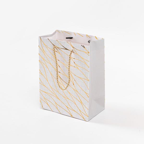 Gold Foil Deep Embossed Paper Gift Bags For Festivals Gifting Business Favors