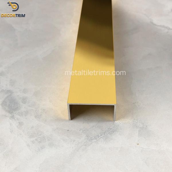 Polish Shiny Gold U Channel Strip Aluminum 6063 T5 Ceramic Edge Trim