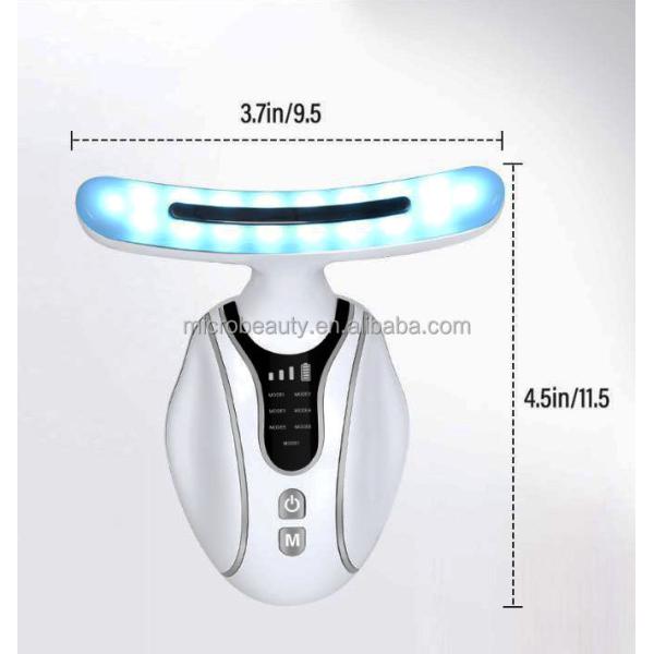 Mujeres Masajista de elevación de cara y cuello LED Fotonoterapia EMS Masajista de elevación facial