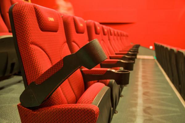 Professional Theater Room Furniture , Curved Theater Seating Powder Coating Surface