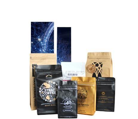 2017 new products plastic packaging coffee bean bags/zipper pouch for coffee/eight side sealed bags