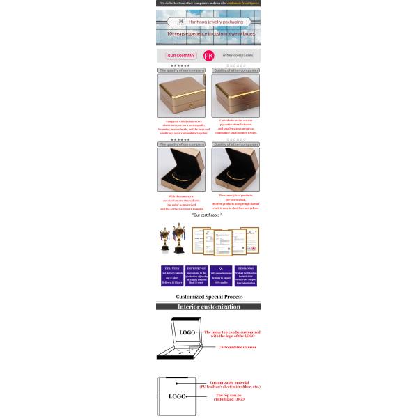 Logotipo personalizado Oro ligero LED caja de joyería para brazalete collar de pendientes anillo de embalaje