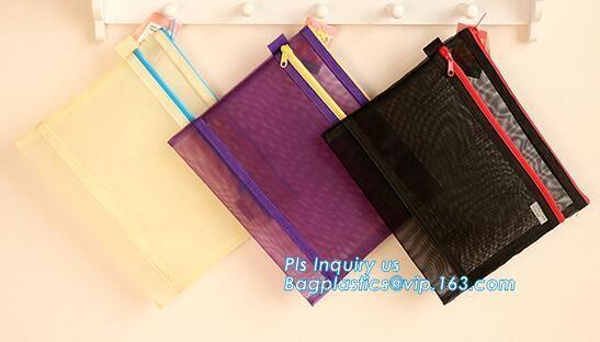 k document file bag, Document File Folder /Document Bag, Mesh pattern plastic zip bag with handle file bag, slider