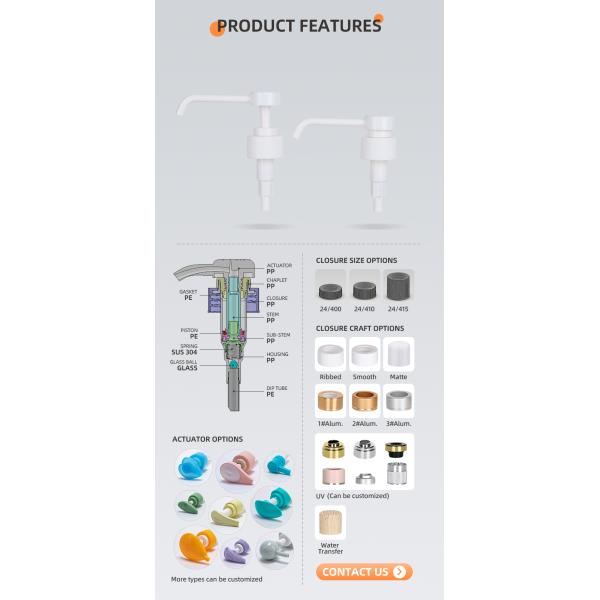 24mm 28mm Closure Size Plastic Bottle Dispenser Pump With 2ml Output