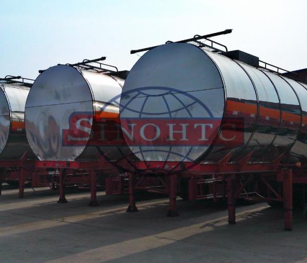 Stainless Steel Petroleum Tank Trailers , 45 000 Liters 3 Axle Fuel Tank Trailer