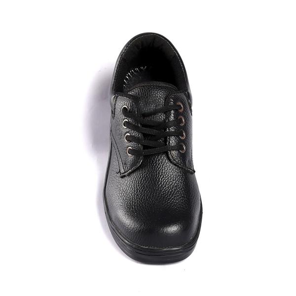 Black Lace up Leather Mesh Metal PU Sole Enhanced Protection Comfort EVA Brand Safety Shoes