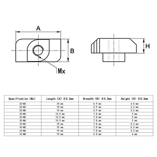 European Standard Zinc Plated Carbon Steel T Slot Nut for 10mm Slot Aluminum Profile