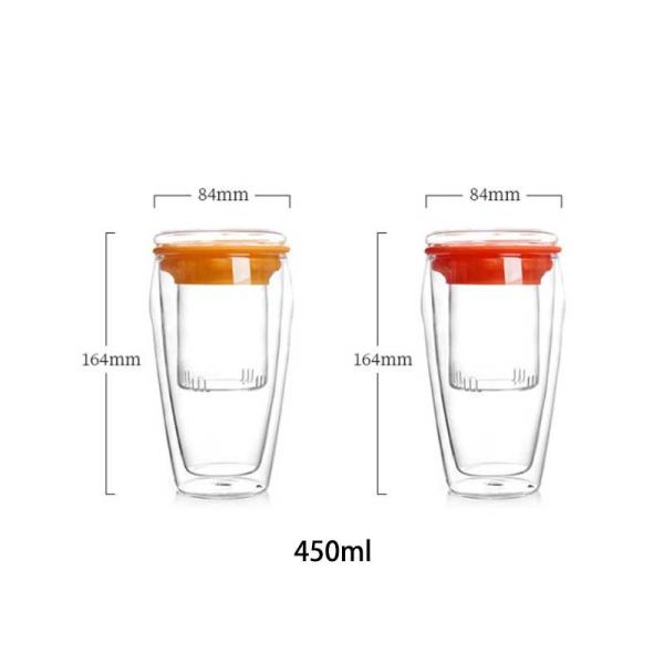 Cylinder Double Borosilicate Glass Cup With Silicone Lid