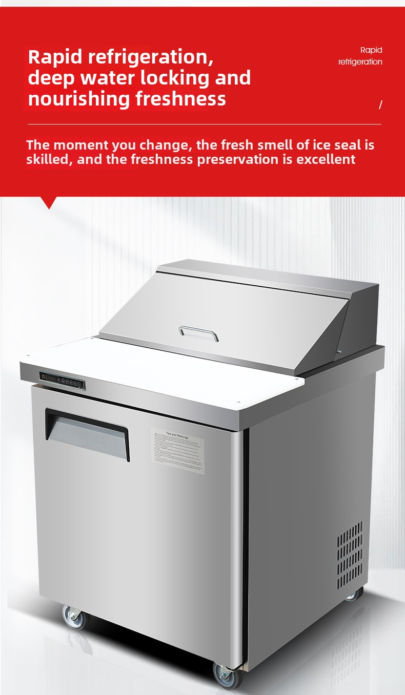 Commercial Stainless Steel 201 Pizza Prep Table with Automatic Defrost and Air Cooling System