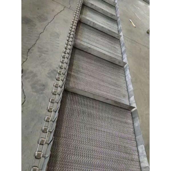 Food Grade Heat Resistant Stainless Steel Metal Wire Mesh Chain Conveyor Belt With Baffle