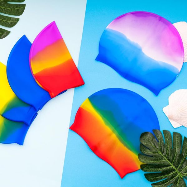 Customizable Silicone Swim Cap with Soft Waterproof and Non-Slip Design for Adults and Children