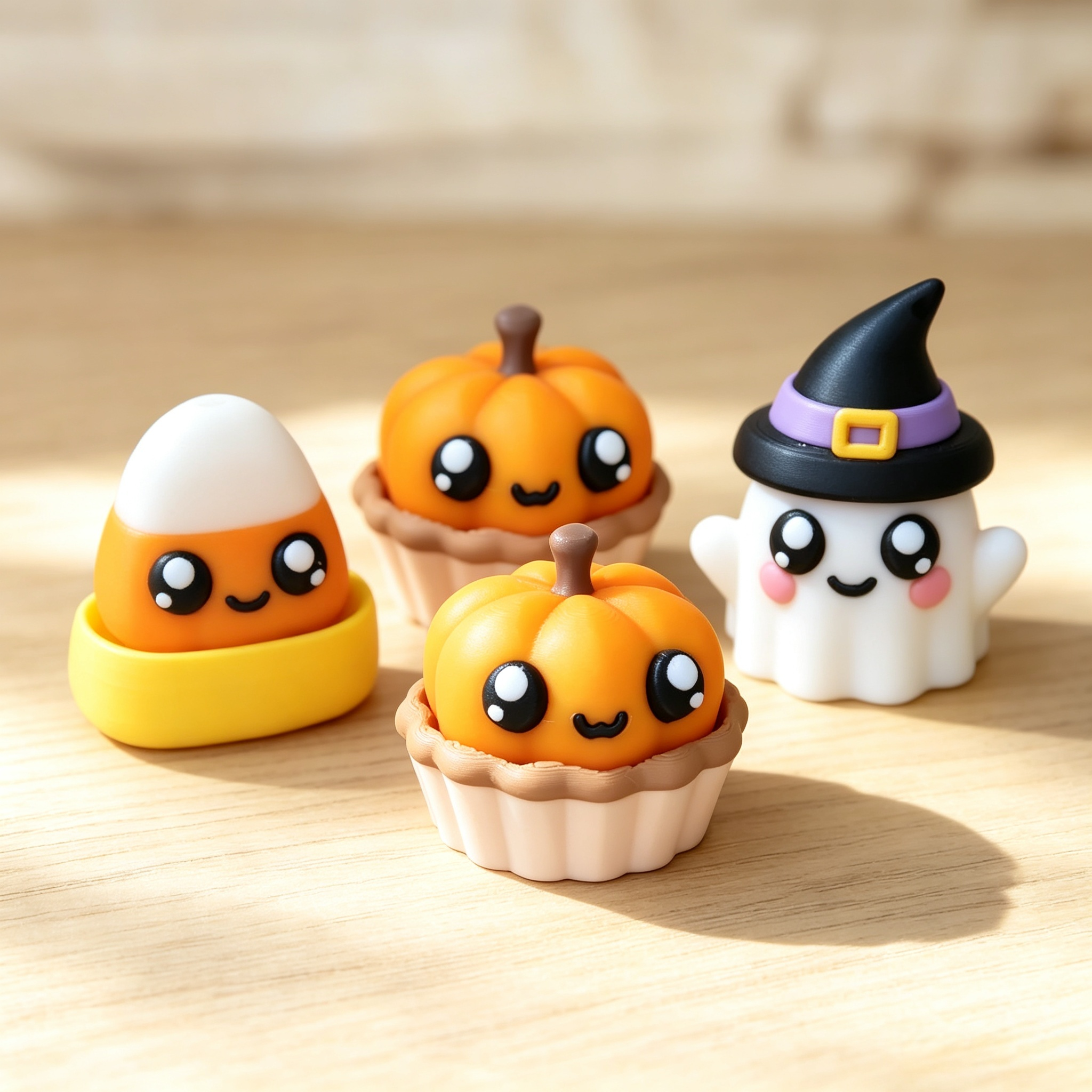 Cute Cartoon Ghost Pumpkin Candy Corn 3D Printed Holiday Decoration with Fidget Pop Function
