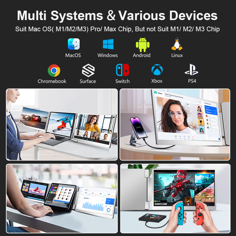S10 IPS Computer Portable Monitor 15.6 Inch 1080P Plug & Play Extend PC Screen