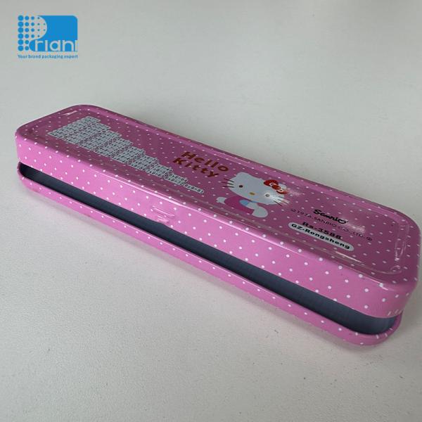 Recycled Metal Tin Pencil Box Customized shapes With Flip Box