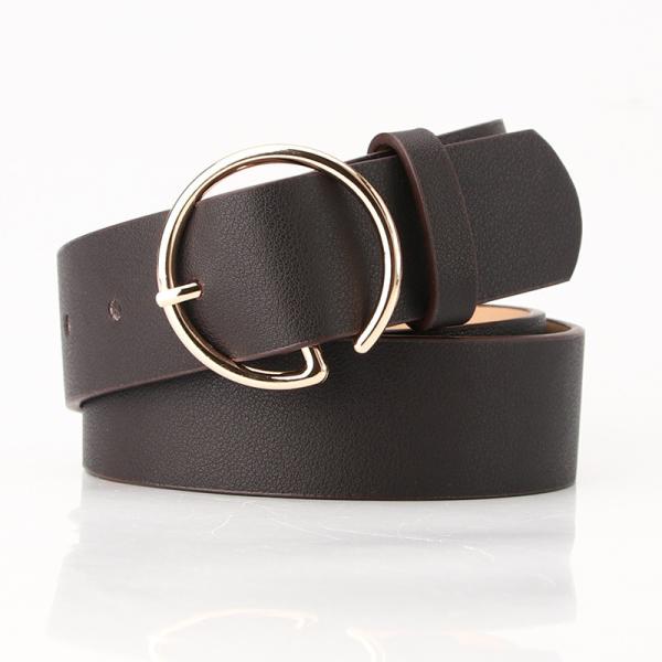 Female Strap Pu Leather Belts 104cm Round Buckle Belt