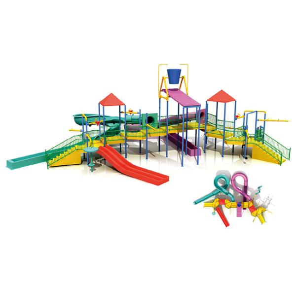 8m Height Fiberglass Kids Water Slides , Commercial Water Park Equipment Two Sprial For Customized