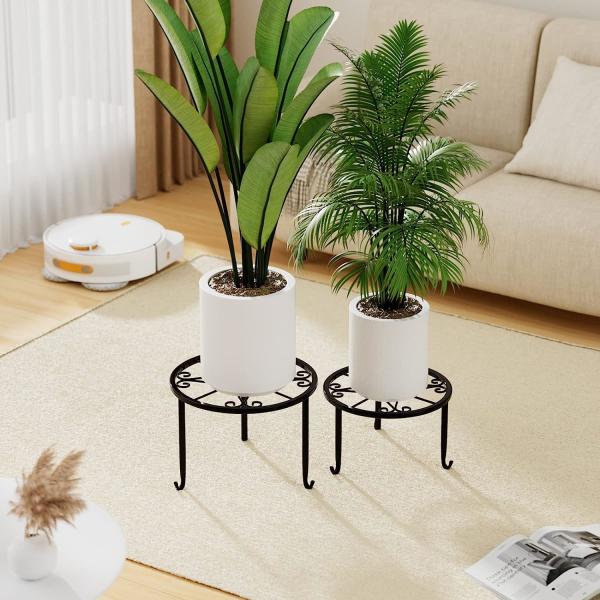 4mm Metal Outdoor Plant Stand Prateleira redonda para Planter Ferro à prova de ferrugem Decoração de jardim vintage