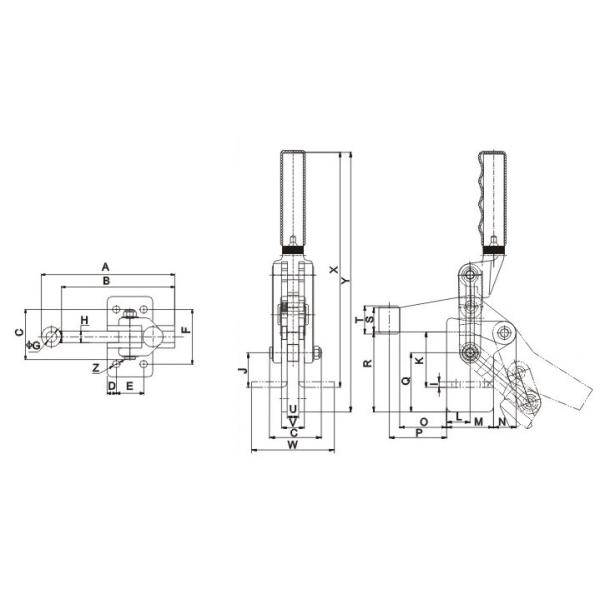 Heavy Duty Vertical Toggle Clamp 70320 Clamping Force 300kgs Forged Steel Type