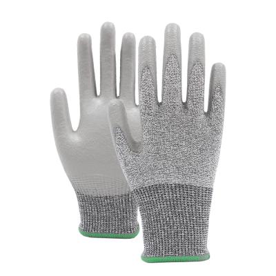 Level 2 Protection PU Safety Gloves Anti Slip Grey Breathable Work Gloves