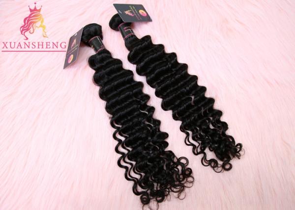 Double Drawn Virgin Indian Hair Extension , 100 Human Deep Wave Hair 10A Hair
