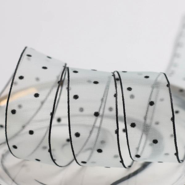 10mm-60mm Dot Velvet Wired Ribbon Вышивка двусторонняя бархатная лента