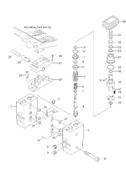 Ассы толкателя толкателя педали СКАЙ-00023 СКАЙ00023 РКВ для частей экскаватора ХИУНДАИ