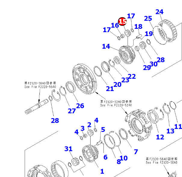 Bulldozer Spare Parts GEAR 14X-15-12410 for Komatsu Parts D61EX D61PX D65EX D65PX D68ESS D85ESS