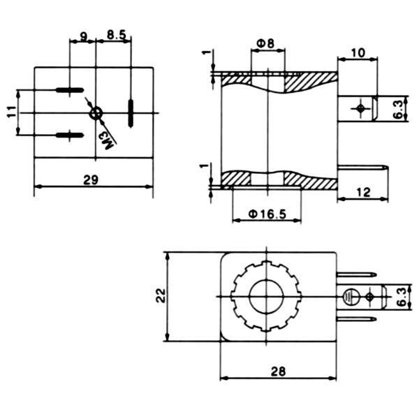 Катушка соленоида EVI 7/8 AMP 6,3 x 0,8 для пневматического клапана соленоида
