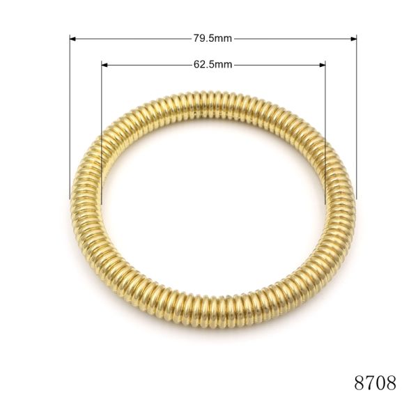 Custom Ribbed Zinc Alloy O Ring, Gold Corrugated Round Loop for Handbag Strap & Furniture Decor Decoration