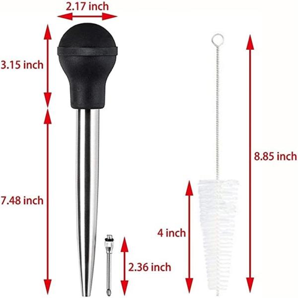 304 Stainless Steel Silicone Drip Oil Seasoning Tube for BBQ Turkey Needle in Balck