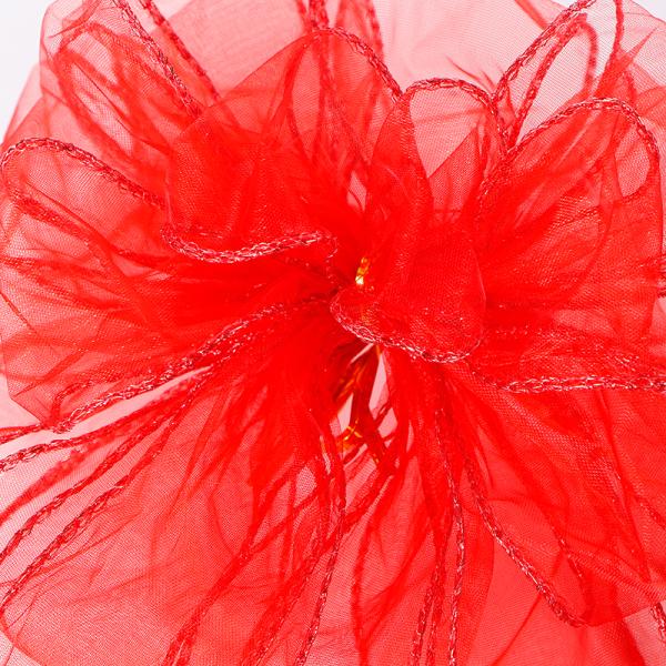 Polyester MSD Ribbon Premade Big Red Organza Ribbon Bow With Wired Edge Gift Wrapping In Bulk